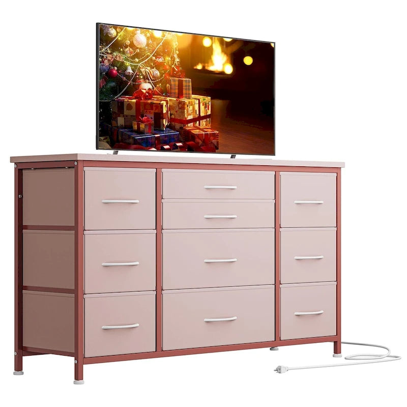 Comò da camera da letto con 10 cassetti grandi per mobile TV lungo 55 - 55 pollici