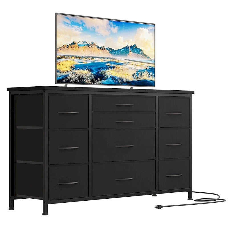 Comò da camera da letto con 10 cassetti grandi per mobile TV lungo 55 - 55 pollici