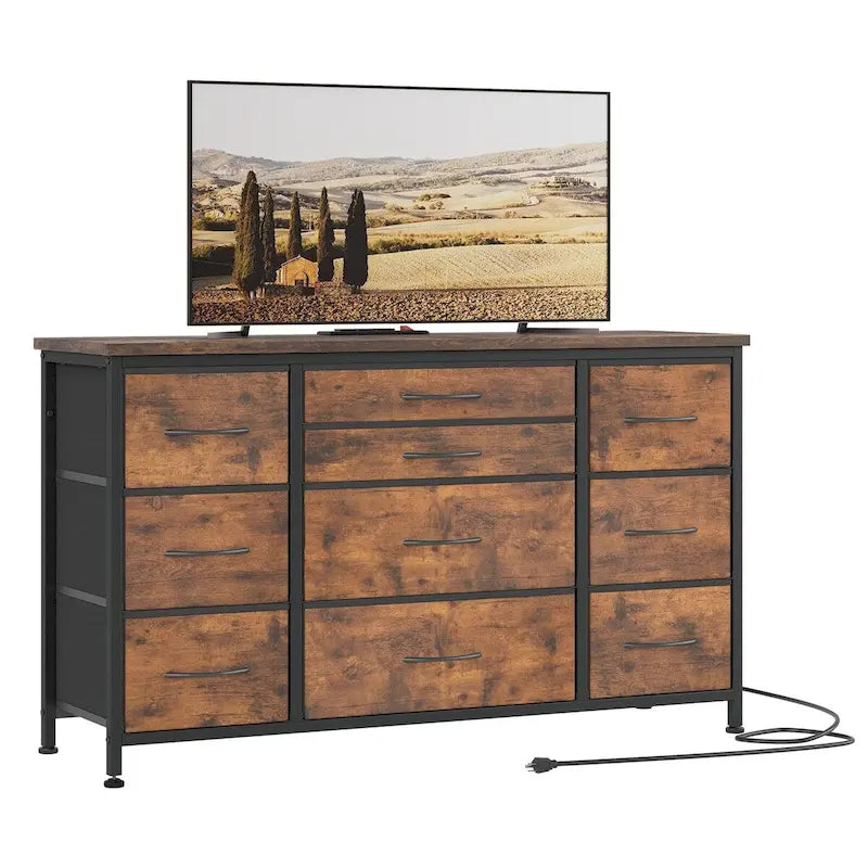 Comò da camera da letto con 10 cassetti grandi per mobile TV lungo 55 - 55 pollici