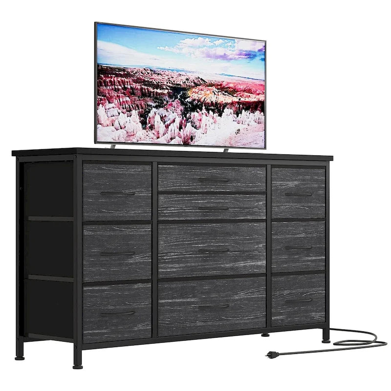 Comò da camera da letto con 10 cassetti grandi per mobile TV lungo 55 - 55 pollici