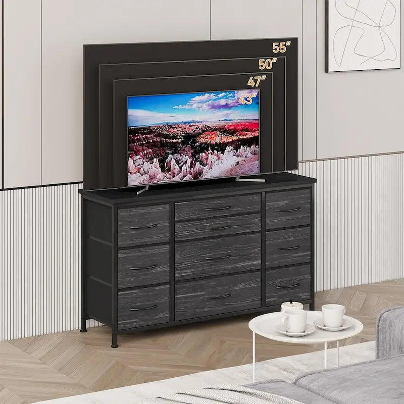 Comò da camera da letto con 10 cassetti grandi per mobile TV lungo 55 - 55 pollici