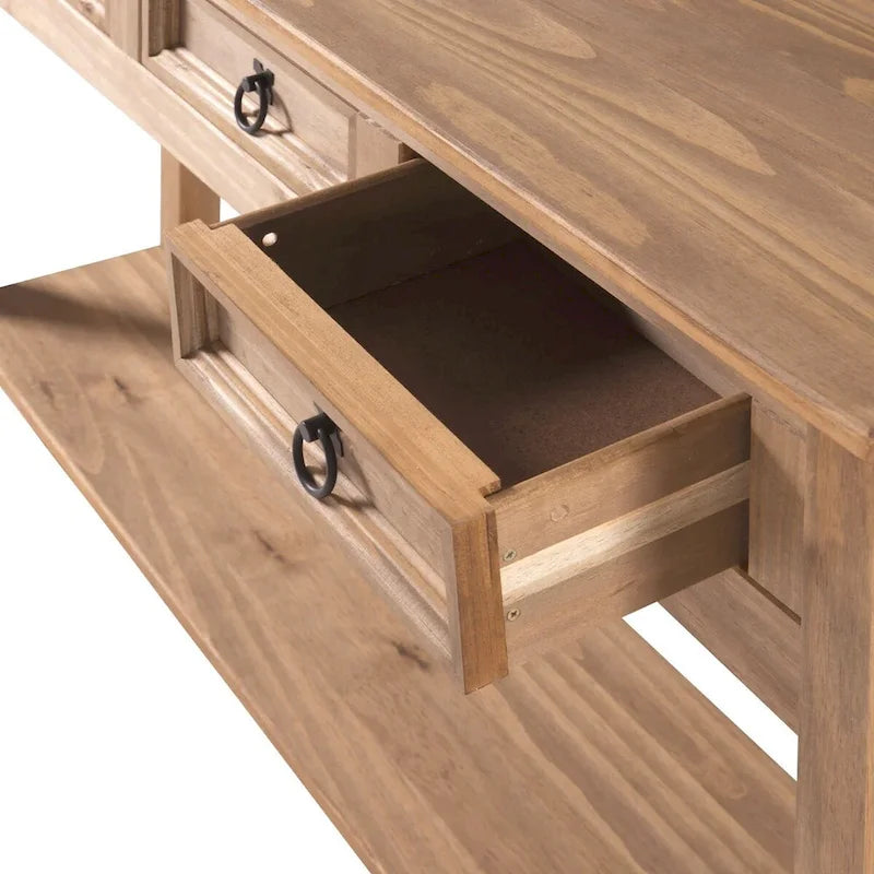 OS Home and Office Furniture, modello COR933, consolle a tre cassetti in legno della serie Cottage, finitura Corona Brown