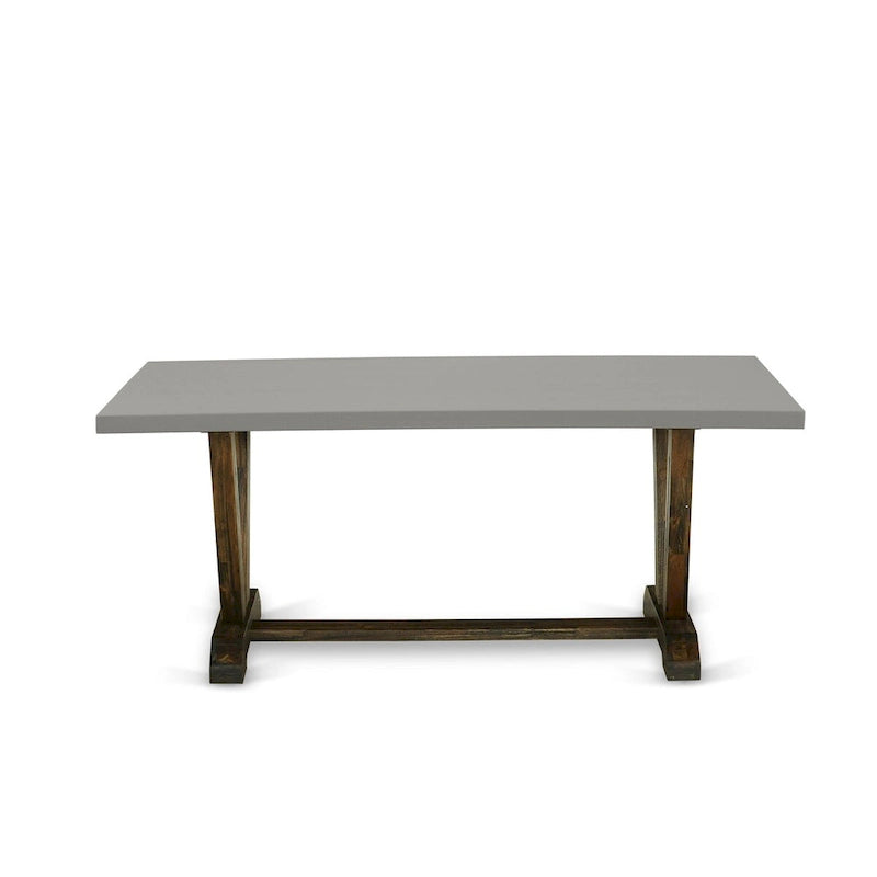 Set da pranzo East West Furniture - un tavolo da cucina e sedie in tessuto di lino color cachi scuro, Jacobean invecchiato (Opzioni pezzi)