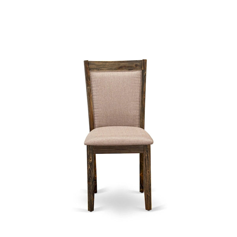 Set da pranzo East West Furniture - un tavolo da cucina e sedie in tessuto di lino color cachi scuro, Jacobean invecchiato (Opzioni pezzi)