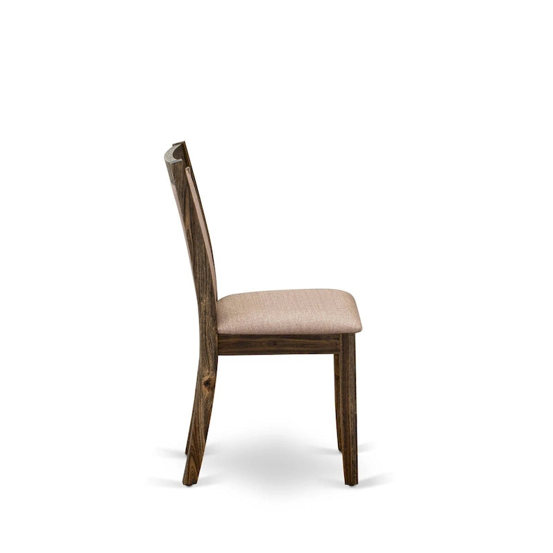 Set da pranzo East West Furniture - un tavolo da cucina e sedie in tessuto di lino color cachi scuro, Jacobean invecchiato (Opzioni pezzi)