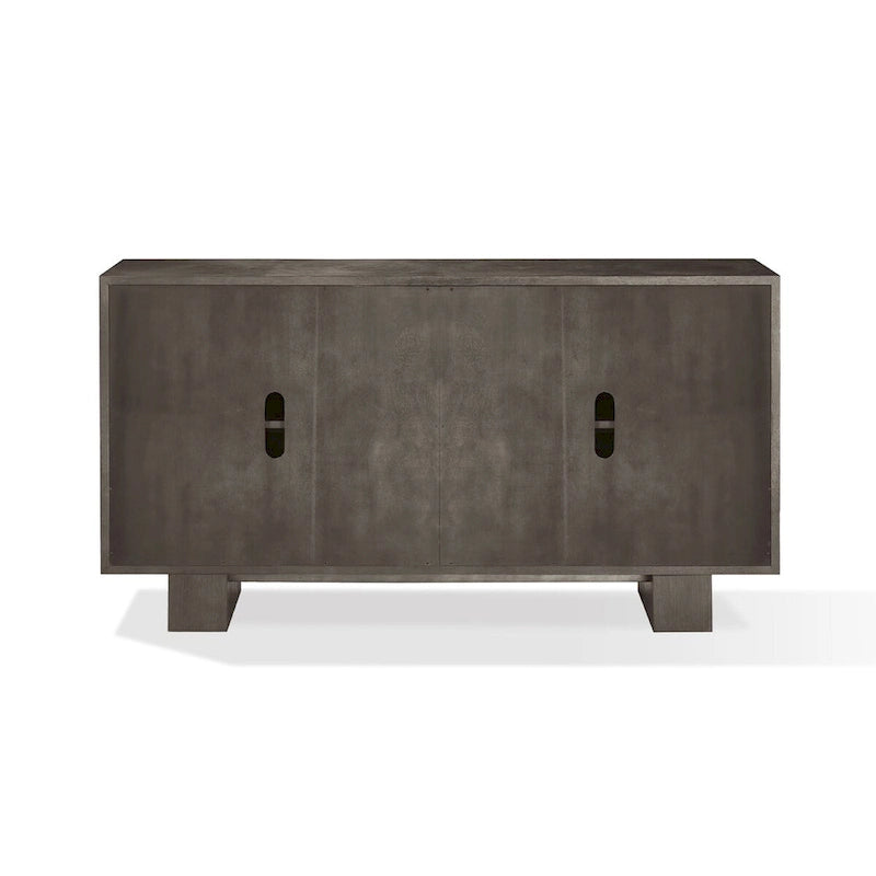 Madia/Credenza Mod da 68 pollici, Legno di Gomma, Dettagli Venature, Grigio Cenere