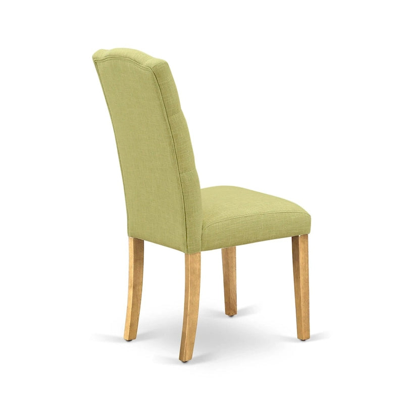 East West Furniture Set da pranzo 3 pezzi - un tavolo da cucina rettangolare e 2 sedie imbottite in tessuto di lino Limelight, rovere