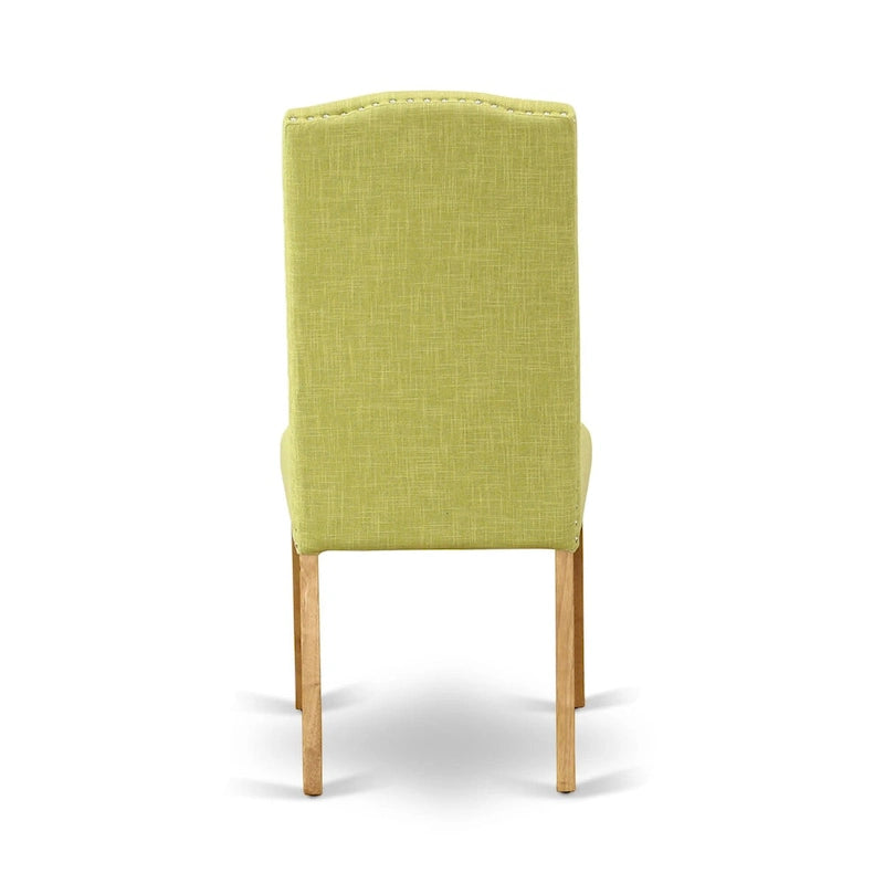 East West Furniture Set da pranzo 3 pezzi - un tavolo da cucina rettangolare e 2 sedie imbottite in tessuto di lino Limelight, rovere