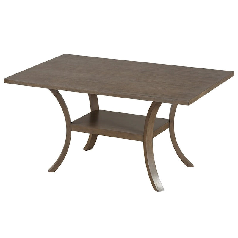 Set da pranzo a 6 pezzi con tavolo con ripiano portaoggetti e gambe curve, set da tavolo da cucina con panca e 4 sedie da pranzo con cuscini rimovibili