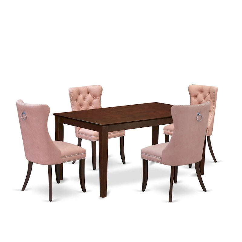Set da pranzo East West Furniture composto da un tavolo da cucina rettangolare e sedie imbottite, mogano (Opzioni pezzi)