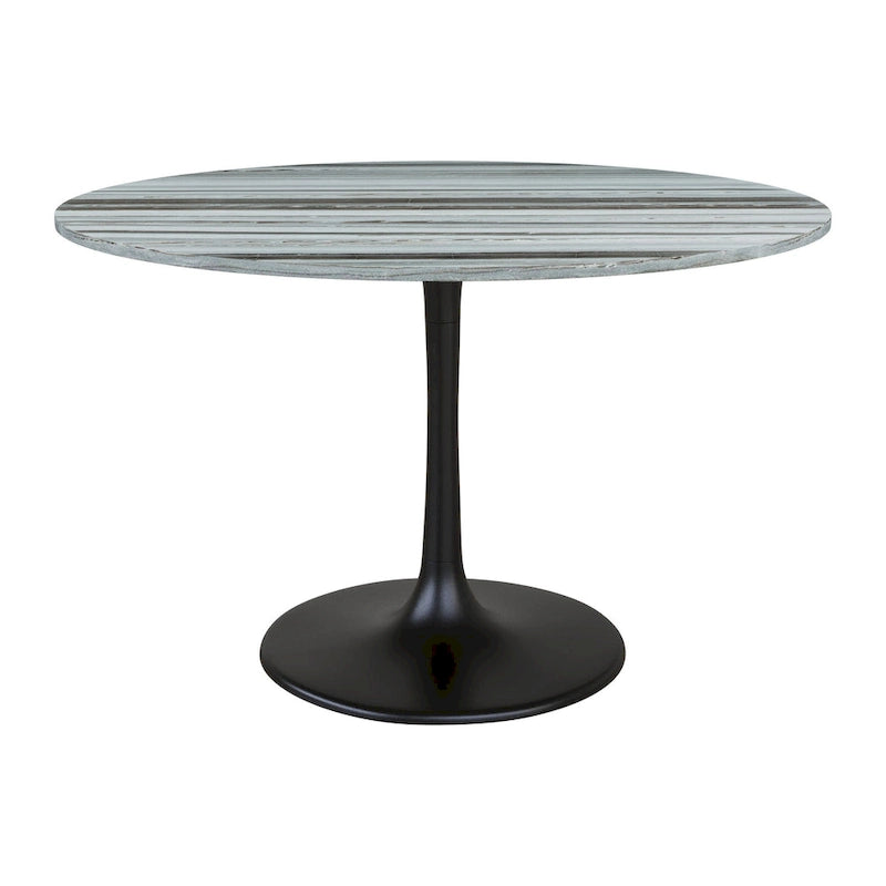 Gray/Black Marble Top Dining Table with Steel Base