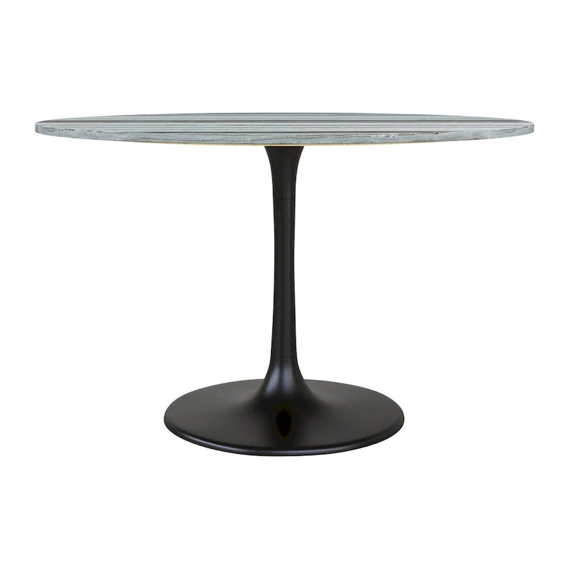 Gray/Black Marble Top Dining Table with Steel Base
