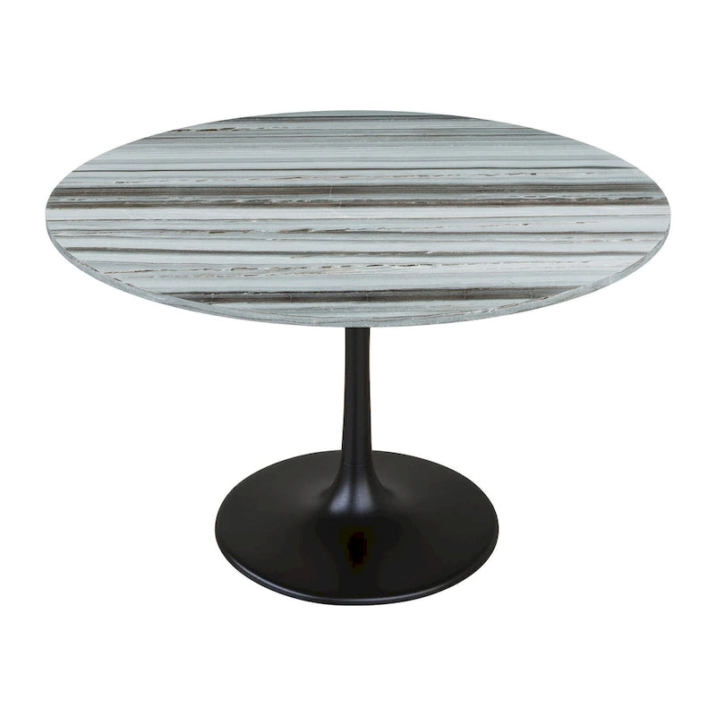 Gray/Black Marble Top Dining Table with Steel Base