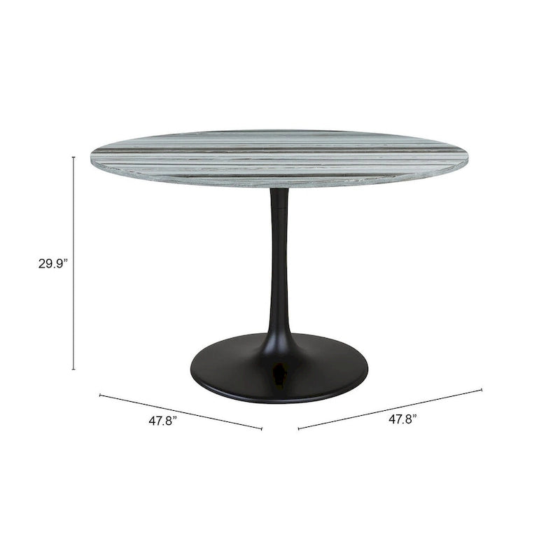 Gray/Black Marble Top Dining Table with Steel Base