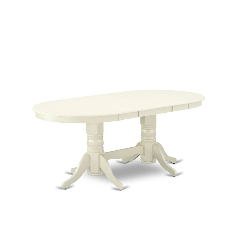 East West Furniture Set da 9 pezzi per cucina - un tavolo da pranzo ovale e 8 sedie Parson in tessuto di lino color crema, bianco lino