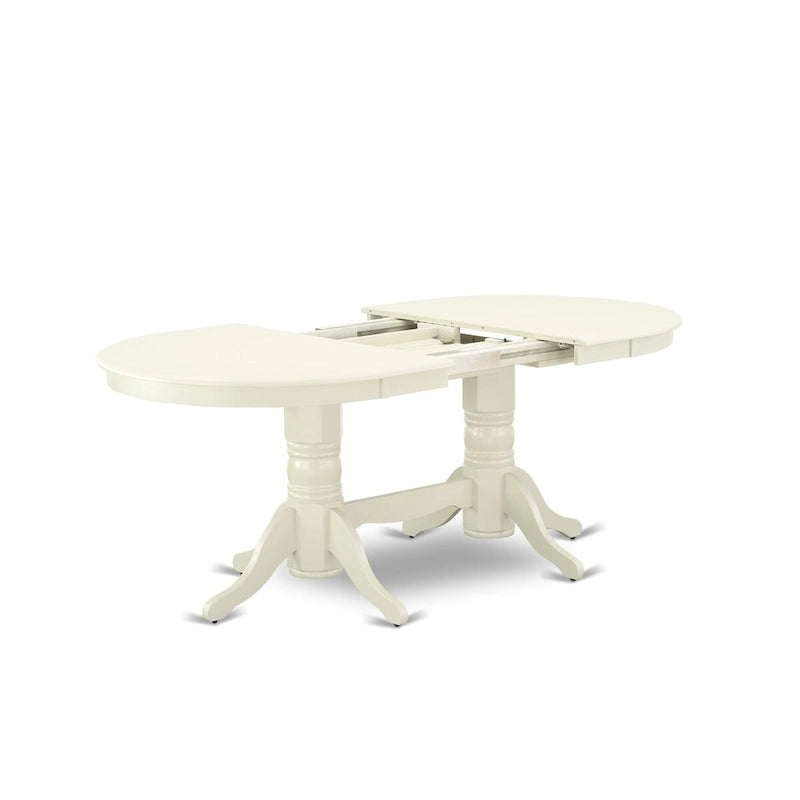 East West Furniture Set da 9 pezzi per cucina - un tavolo da pranzo ovale e 8 sedie Parson in tessuto di lino color crema, bianco lino