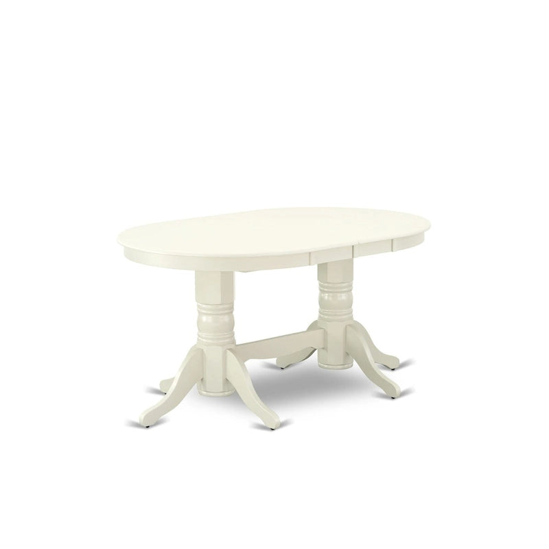 East West Furniture Set da 9 pezzi per cucina - un tavolo da pranzo ovale e 8 sedie Parson in tessuto di lino color crema, bianco lino