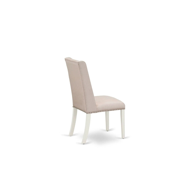 East West Furniture Set da 9 pezzi per cucina - un tavolo da pranzo ovale e 8 sedie Parson in tessuto di lino color crema, bianco lino
