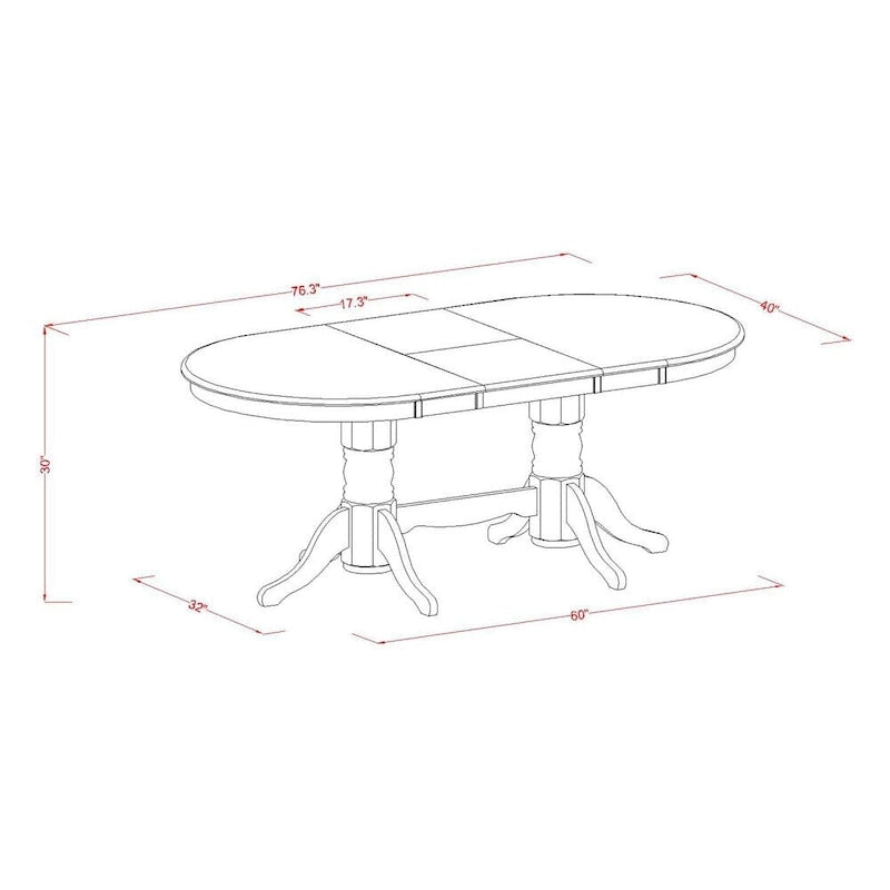 East West Furniture Set da 9 pezzi per cucina - un tavolo da pranzo ovale e 8 sedie Parson in tessuto di lino color crema, bianco lino