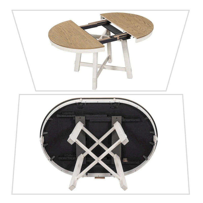 Tavolo da Pranzo Allungabile Vintage Elegante con Foglia Rimovibile