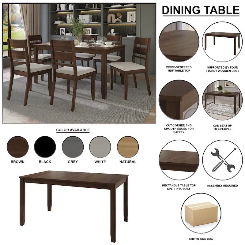 Set da pranzo in legno contemporaneo CraftPorch da 5 pezzi