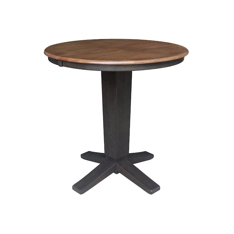Tavolo da pranzo a colonna rotondo con altezza da bancone da 91 cm con prolunga da 30 cm