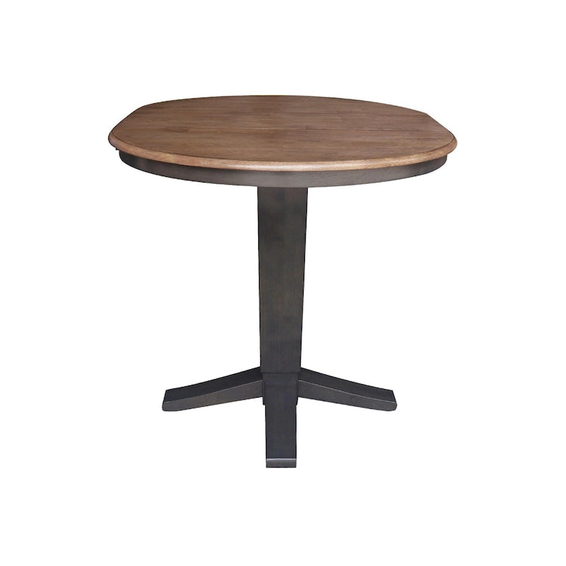 Tavolo da pranzo a colonna rotondo con altezza da bancone da 91 cm con prolunga da 30 cm