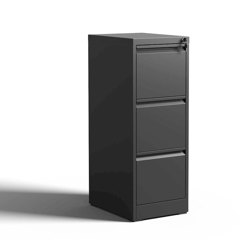 Schedario verticale in metallo a 3 cassetti da 38 cm con serratura, per ufficio e casa, per documenti A4 e formato legale/lettera