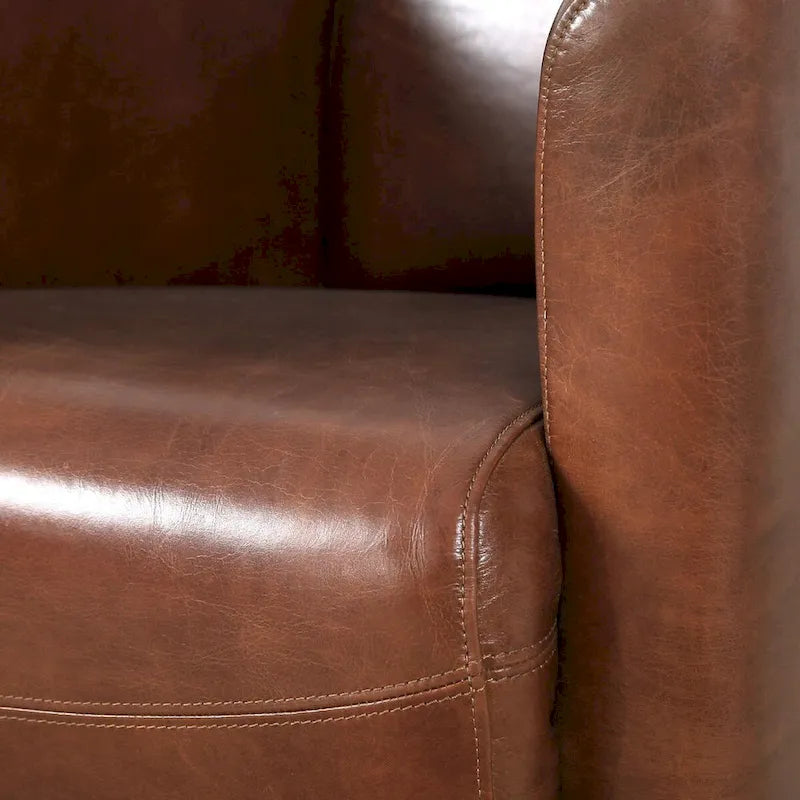 Top Grain Leather Armchair - Brown - Single Seat