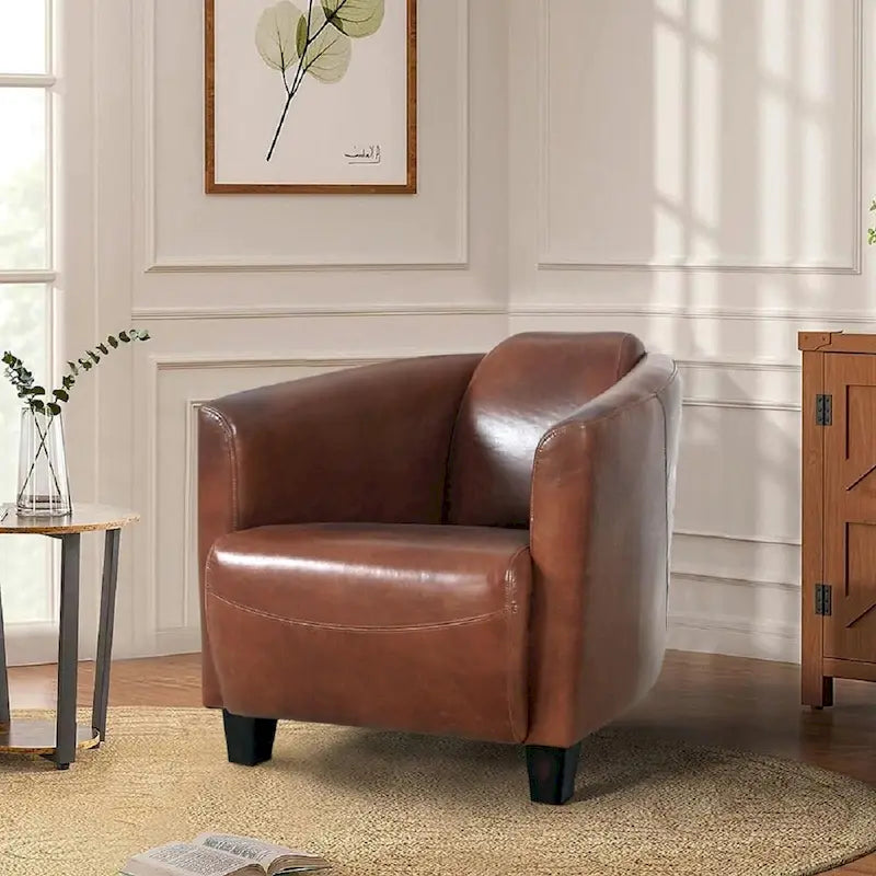 Top Grain Leather Armchair - Brown - Single Seat