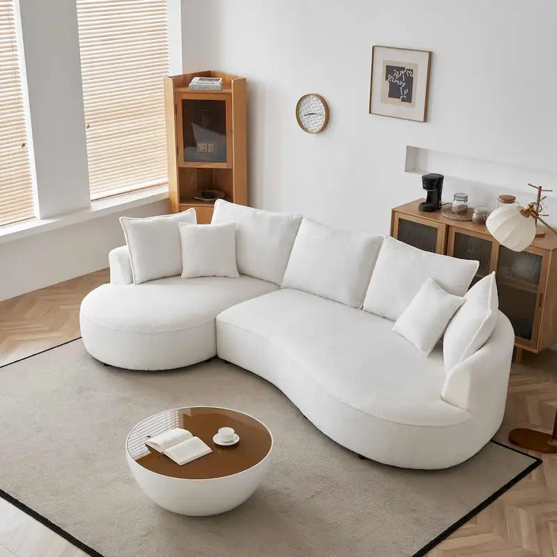 122.8 Divano curvo Modern Teddy Fabric Cloud – Lato sinistro