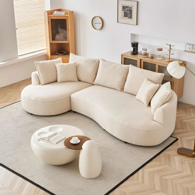 122.8 Divano curvo Modern Teddy Fabric Cloud – Lato sinistro