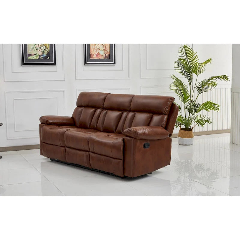 Divano a 3 posti reclinabile manuale in similpelle arancione Betsy Furniture 8062