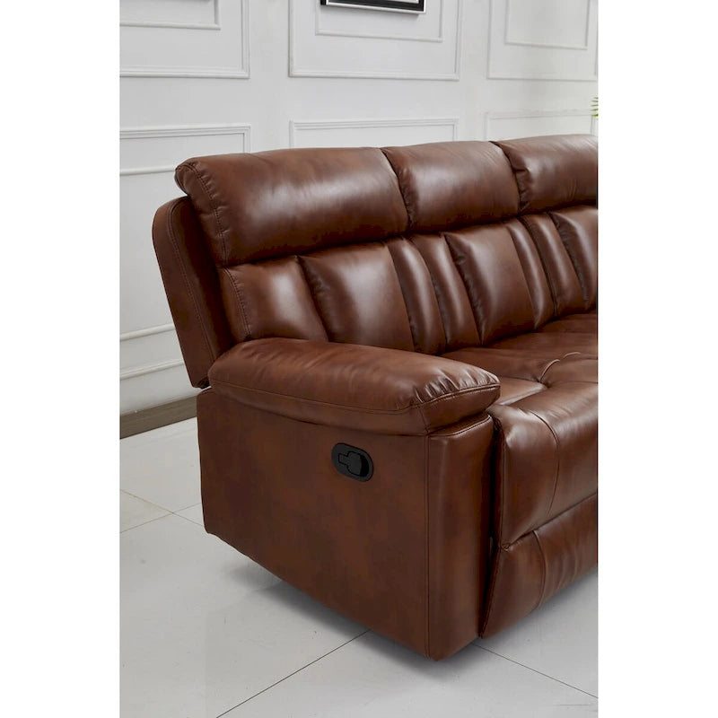 Divano a 3 posti reclinabile manuale in similpelle arancione Betsy Furniture 8062