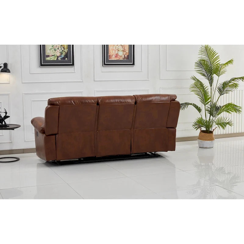 Divano a 3 posti reclinabile manuale in similpelle arancione Betsy Furniture 8062