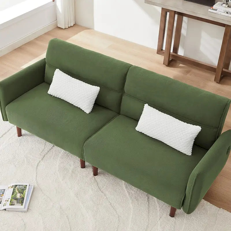 Divano letto futon convertibile, divano letto regolabile, divano letto confortevole in tessuto a coste con gambe in legno e 2 cuscini