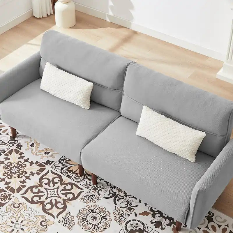 Divano letto futon convertibile, divano letto regolabile, divano letto confortevole in tessuto a coste con gambe in legno e 2 cuscini