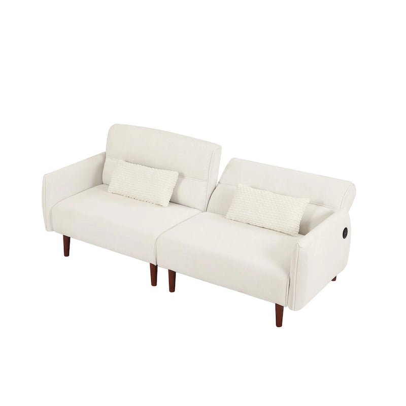Divano letto futon convertibile, divano letto regolabile, divano letto confortevole in tessuto a coste con gambe in legno e 2 cuscini