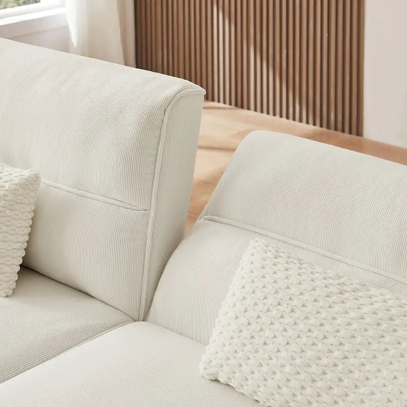 Divano letto futon convertibile, divano letto regolabile, divano letto confortevole in tessuto a coste con gambe in legno e 2 cuscini