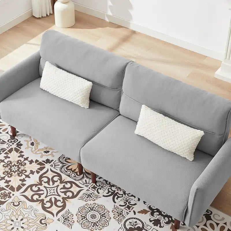 Divano letto futon convertibile, divano letto regolabile, divano letto confortevole in tessuto a coste con gambe in legno e 2 cuscini