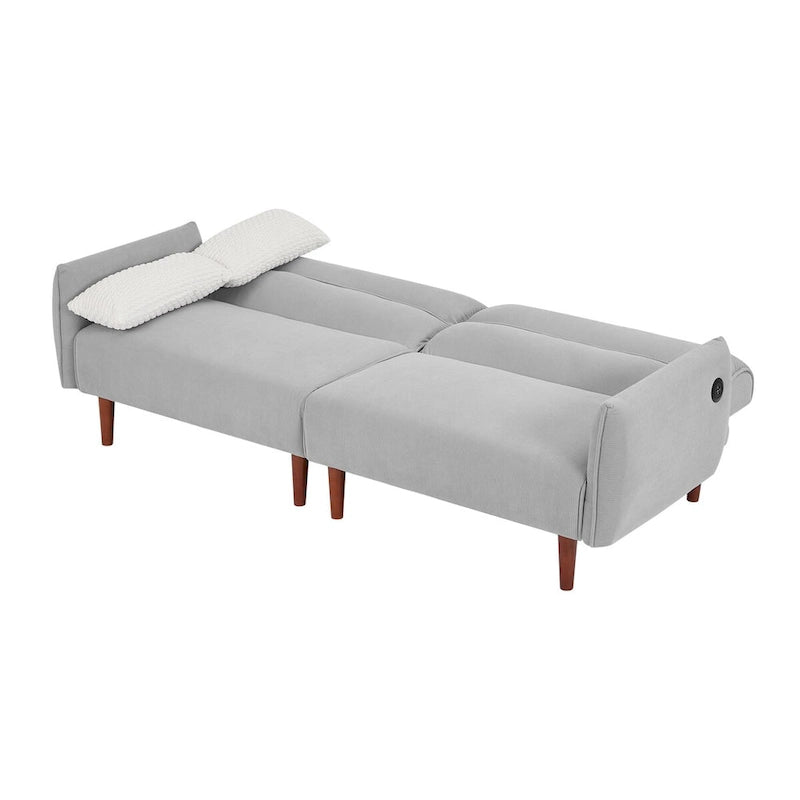 Divano letto futon convertibile, divano letto regolabile, divano letto confortevole in tessuto a coste con gambe in legno e 2 cuscini