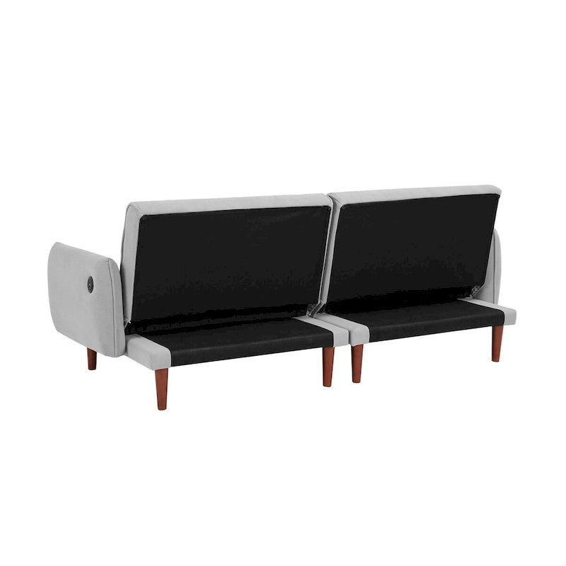 Divano letto futon convertibile, divano letto regolabile, divano letto confortevole in tessuto a coste con gambe in legno e 2 cuscini