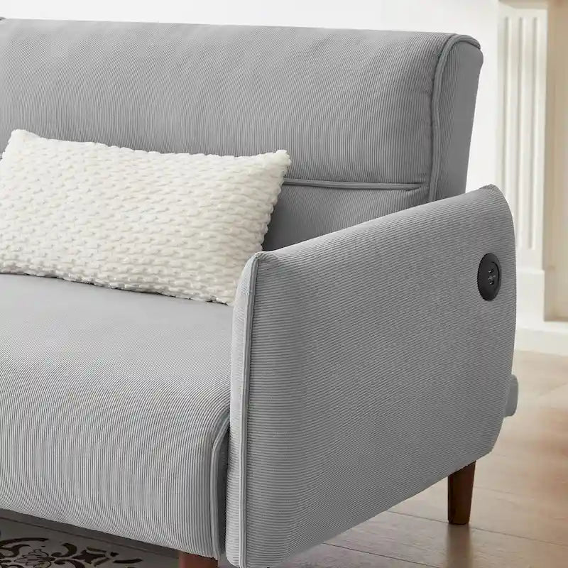 Divano letto futon convertibile, divano letto regolabile, divano letto confortevole in tessuto a coste con gambe in legno e 2 cuscini