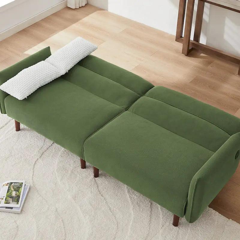 Divano letto futon convertibile, divano letto regolabile, divano letto confortevole in tessuto a coste con gambe in legno e 2 cuscini