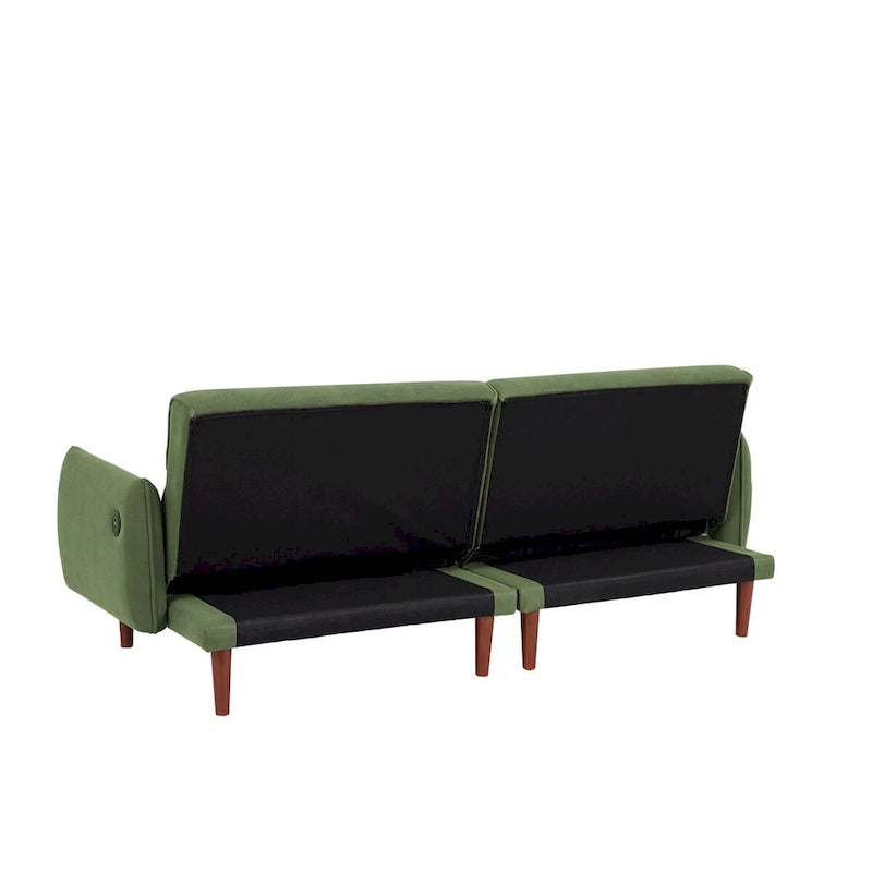 Divano letto futon convertibile, divano letto regolabile, divano letto confortevole in tessuto a coste con gambe in legno e 2 cuscini