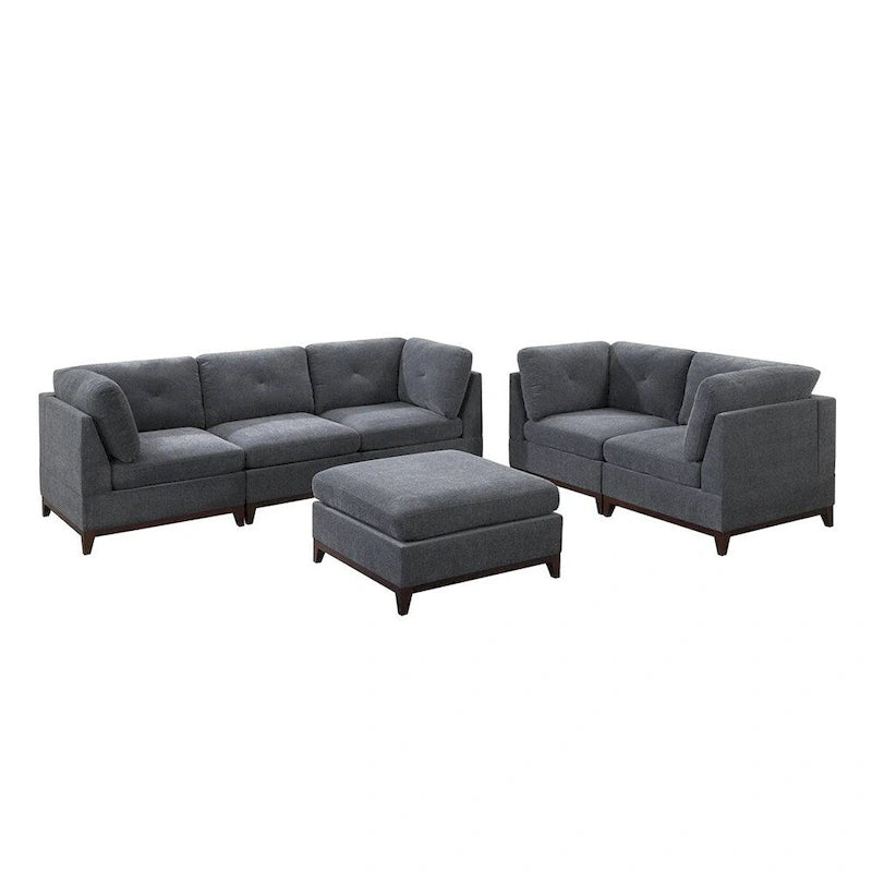 Set Divano Modulare a 6 Pezzi in Ciniglia