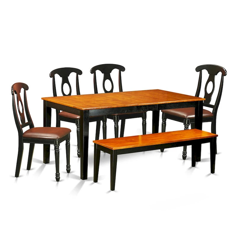 East West Furniture Set da pranzo con tavolo rettangolare e sedie da pranzo con panca (opzioni tipo di seduta della sedia)