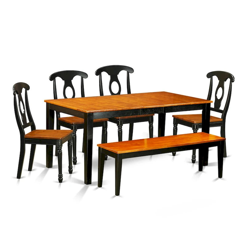 East West Furniture Set da pranzo con tavolo rettangolare e sedie da pranzo con panca (opzioni tipo di seduta della sedia)