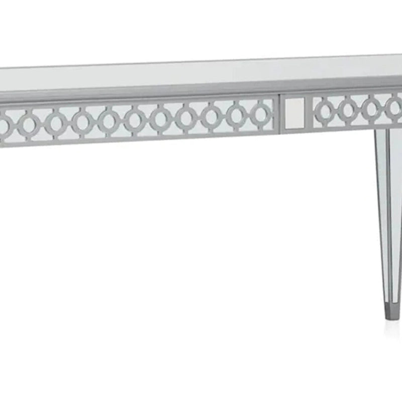 Tavolo da pranzo Ada, allungabile, 183-229 cm, piano rettangolare, a specchio, color argento