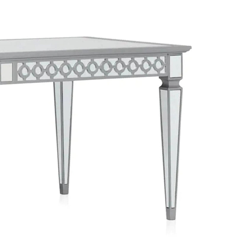 Tavolo da pranzo Ada, allungabile, 183-229 cm, piano rettangolare, a specchio, color argento